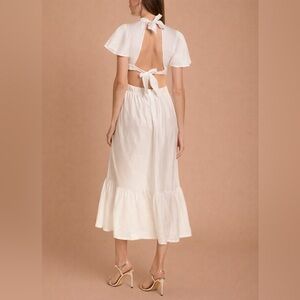 NWT Sabina Musayev Ivory Side & Back  Cut Out Midi Dress